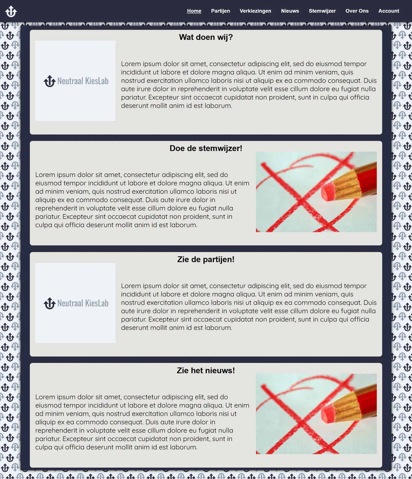 Screenshot van het project Stemwijzer